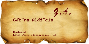 Güns Alícia névjegykártya